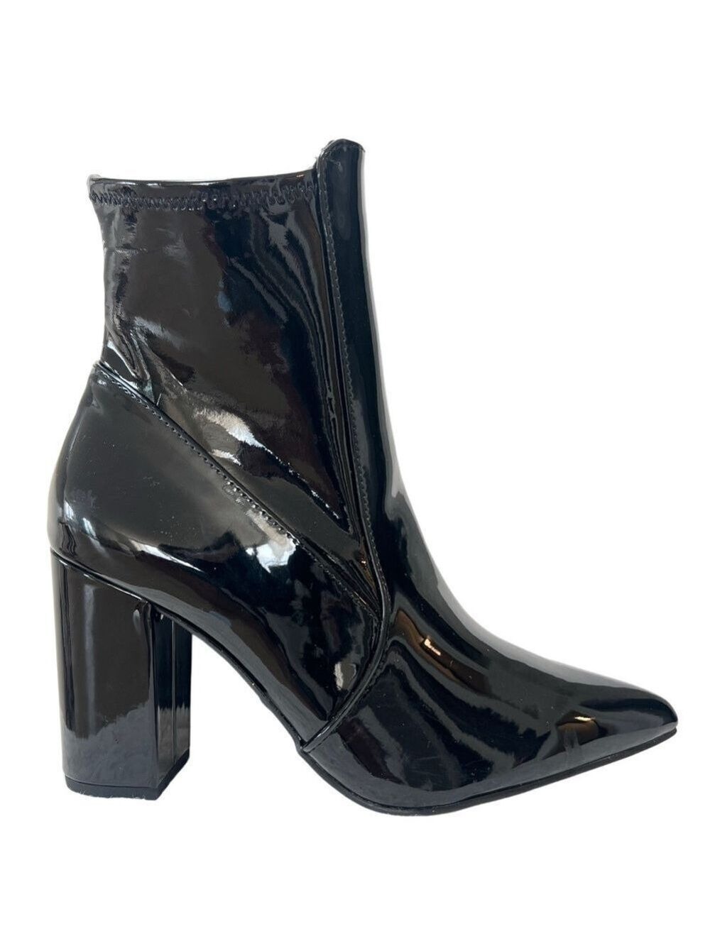 NWT Joe Fresh Black Patent Pointy Toe Heeled Booties - Size 7